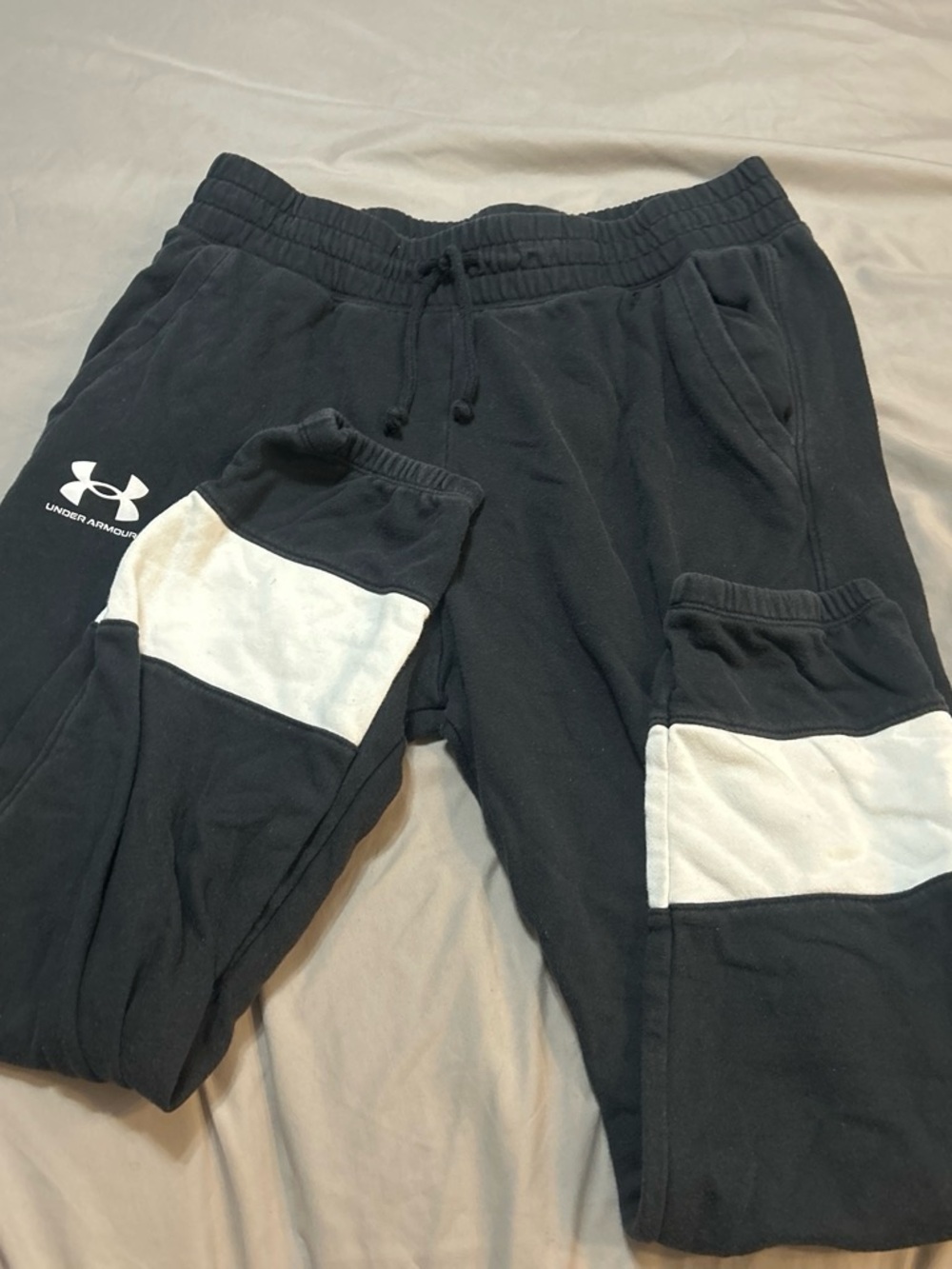 Under Armour Black Joggers with White Knee Panels